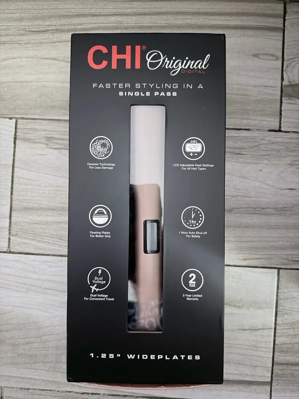 Chi Original Hair Straightener And Curling Iron 1.25 Inch Pink Door Voltage New